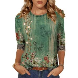 imageZeagoo Womens Casual 34 Sleeve TShirts Round Neck Cute Tunic Tops Basic Tees Blouses Business Work Tee TopPa171