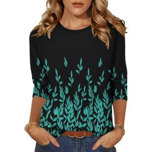 imageZeagoo Womens Casual 34 Sleeve TShirts Round Neck Cute Tunic Tops Basic Tees Blouses Business Work Tee TopPa355