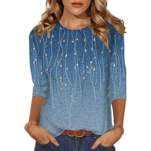 imageZeagoo Womens Casual 34 Sleeve TShirts Round Neck Cute Tunic Tops Basic Tees Blouses Business Work Tee TopXh4831