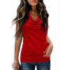 imageZeagoo Tank Top for Women Trendy Going Out Tops Sleeveless Shirts Ruched Business Casual Basic Tunic TopsDark Red