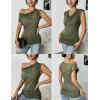 imageZeagoo Tank Top for Women Trendy Going Out Tops Sleeveless Shirts Ruched Business Casual Basic Tunic TopsOlive Green