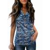 imageZeagoo Tank Top for Women Trendy Going Out Tops Sleeveless Shirts Ruched Business Casual Basic Tunic TopsOrange Blue