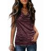 imageZeagoo Tank Top for Women Trendy Going Out Tops Sleeveless Shirts Ruched Business Casual Basic Tunic TopsPurple Red Dot