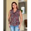 imageZeagoo Tank Top for Women Trendy Going Out Tops Sleeveless Shirts Ruched Business Casual Basic Tunic TopsRed White Flower