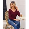 imageZeagoo Womens T Shirts Long Sleeve V Neck Basic Tee Soft Casual Loose Fit Fall Tops Outfits 2025Black  Blue  Dark Red