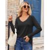imageZeagoo Womens T Shirts Long Sleeve V Neck Basic Tee Soft Casual Loose Fit Fall Tops Outfits 2025Black  Brown  Apricot
