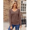imageZeagoo Womens T Shirts Long Sleeve V Neck Basic Tee Soft Casual Loose Fit Fall Tops Outfits 2025Black  Brown  Apricot