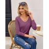 imageZeagoo Womens T Shirts Long Sleeve V Neck Basic Tee Soft Casual Loose Fit Fall Tops Outfits 2025Black  Light Green  Fuchsia