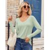 imageZeagoo Womens T Shirts Long Sleeve V Neck Basic Tee Soft Casual Loose Fit Fall Tops Outfits 2025Black  Light Green  Fuchsia