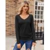 imageZeagoo Womens T Shirts Long Sleeve V Neck Basic Tee Soft Casual Loose Fit Fall Tops Outfits 2025Black  White  Dark Blue