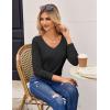 imageZeagoo Womens T Shirts Long Sleeve V Neck Basic Tee Soft Casual Loose Fit Fall Tops Outfits 2025Black