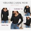 imageZeagoo Womens T Shirts Long Sleeve V Neck Basic Tee Soft Casual Loose Fit Fall Tops Outfits 2025Black