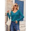 imageZeagoo Womens T Shirts Long Sleeve V Neck Basic Tee Soft Casual Loose Fit Fall Tops Outfits 2025Blue Green
