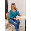 imageZeagoo Womens T Shirts Long Sleeve V Neck Basic Tee Soft Casual Loose Fit Fall Tops Outfits 2025Blue Green