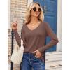 imageZeagoo Womens T Shirts Long Sleeve V Neck Basic Tee Soft Casual Loose Fit Fall Tops Outfits 2025Brown