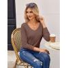 imageZeagoo Womens T Shirts Long Sleeve V Neck Basic Tee Soft Casual Loose Fit Fall Tops Outfits 2025Brown