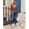 imageZeagoo Womens T Shirts Long Sleeve V Neck Basic Tee Soft Casual Loose Fit Fall Tops Outfits 2025Brown