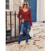 imageZeagoo Womens T Shirts Long Sleeve V Neck Basic Tee Soft Casual Loose Fit Fall Tops Outfits 2025Burgundy