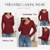imageZeagoo Womens T Shirts Long Sleeve V Neck Basic Tee Soft Casual Loose Fit Fall Tops Outfits 2025Burgundy