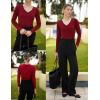 imageZeagoo Womens T Shirts Long Sleeve V Neck Basic Tee Soft Casual Loose Fit Fall Tops Outfits 2025Burgundy