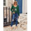 imageZeagoo Womens T Shirts Long Sleeve V Neck Basic Tee Soft Casual Loose Fit Fall Tops Outfits 2025Green Christmas