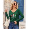 imageZeagoo Womens T Shirts Long Sleeve V Neck Basic Tee Soft Casual Loose Fit Fall Tops Outfits 2025Green Christmas