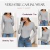 imageZeagoo Womens T Shirts Long Sleeve V Neck Basic Tee Soft Casual Loose Fit Fall Tops Outfits 2025Grey