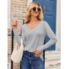 imageZeagoo Womens T Shirts Long Sleeve V Neck Basic Tee Soft Casual Loose Fit Fall Tops Outfits 2025Grey