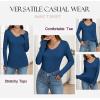 imageZeagoo Womens T Shirts Long Sleeve V Neck Basic Tee Soft Casual Loose Fit Fall Tops Outfits 2025Navy Blue