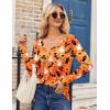 imageZeagoo Womens T Shirts Long Sleeve V Neck Basic Tee Soft Casual Loose Fit Fall Tops Outfits 2025Orange Skeleghost