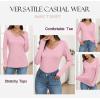 imageZeagoo Womens T Shirts Long Sleeve V Neck Basic Tee Soft Casual Loose Fit Fall Tops Outfits 2025Pink
