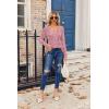 imageZeagoo Womens T Shirts Long Sleeve V Neck Basic Tee Soft Casual Loose Fit Fall Tops Outfits 2025Pink Leopard Heart