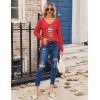 imageZeagoo Womens T Shirts Long Sleeve V Neck Basic Tee Soft Casual Loose Fit Fall Tops Outfits 2025Red Christmas