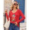 imageZeagoo Womens T Shirts Long Sleeve V Neck Basic Tee Soft Casual Loose Fit Fall Tops Outfits 2025Red Christmas