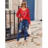 imageZeagoo Womens T Shirts Long Sleeve V Neck Basic Tee Soft Casual Loose Fit Fall Tops Outfits 2025Red Heart