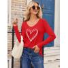 imageZeagoo Womens T Shirts Long Sleeve V Neck Basic Tee Soft Casual Loose Fit Fall Tops Outfits 2025Red Heart