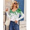 imageZeagoo Womens T Shirts Long Sleeve V Neck Basic Tee Soft Casual Loose Fit Fall Tops Outfits 2025Shamrock White