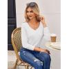 imageZeagoo Womens T Shirts Long Sleeve V Neck Basic Tee Soft Casual Loose Fit Fall Tops Outfits 2025White