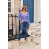 imageZeagoo Womens T Shirts Long Sleeve V Neck Basic Tee Soft Casual Loose Fit Fall Tops Outfits 2025White Blue Striped