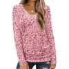 imageZeagoo Womens T Shirts Long Sleeve V Neck Basic Tee Soft Casual Loose Fit Fall Tops Outfits 2025Pink Leopard Heart