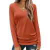 imageZeagoo Womens T Shirts Long Sleeve V Neck Basic Tee Soft Casual Loose Fit Fall Tops Outfits 2025Pumpkin