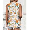 imageZeagoo Tank Tops for Women Sleeveless Eyelet Shirts High Neck Cute Summer Top Loose Fit SXXL12floral Orange