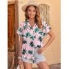 imageZeagoo Womens Hawaiian Button Down Shirts Casual Short Sleeve Floral Tropical Print Summer Blouse Tunic TopAzw47