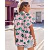 imageZeagoo Womens Hawaiian Button Down Shirts Casual Short Sleeve Floral Tropical Print Summer Blouse Tunic TopAzw47