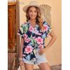 imageZeagoo Womens Hawaiian Button Down Shirts Casual Short Sleeve Floral Tropical Print Summer Blouse Tunic TopHf60