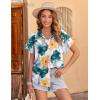 imageZeagoo Womens Hawaiian Button Down Shirts Casual Short Sleeve Floral Tropical Print Summer Blouse Tunic TopMulticolor 637