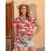imageZeagoo Womens Hawaiian Button Down Shirts Casual Short Sleeve Floral Tropical Print Summer Blouse Tunic TopSd259