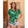 imageZeagoo Womens Hawaiian Button Down Shirts Casual Short Sleeve Floral Tropical Print Summer Blouse Tunic TopSd290