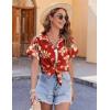 imageZeagoo Womens Hawaiian Button Down Shirts Casual Short Sleeve Floral Tropical Print Summer Blouse Tunic TopSf30