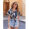imageZeagoo Womens Hawaiian Button Down Shirts Casual Short Sleeve Floral Tropical Print Summer Blouse Tunic TopZr220